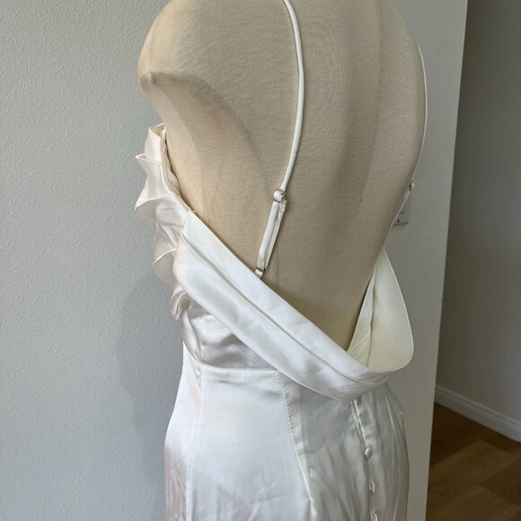 Lulus Lovely Endearment White Satin Sleeveless Bridal Wedding Maxi Dress X-Small - Picture 8 of 12